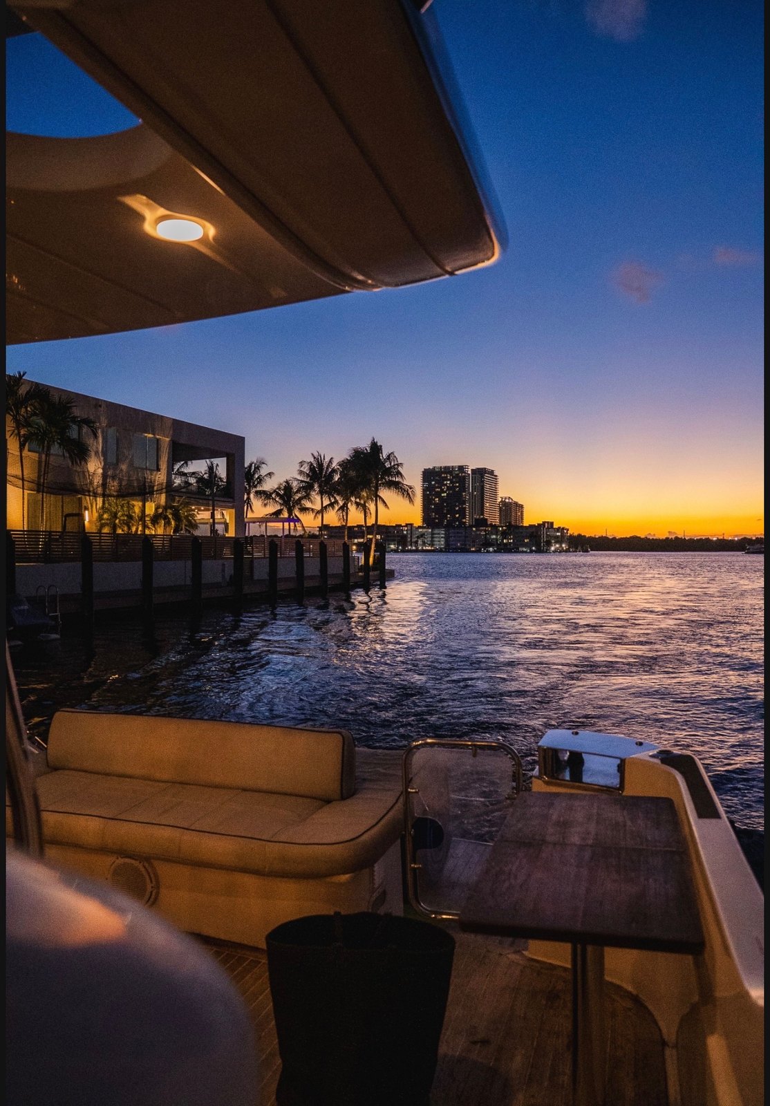 The aft deck at blue hour