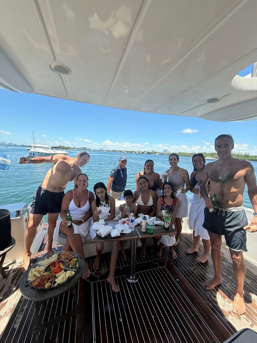 Family lunch on the aft deck