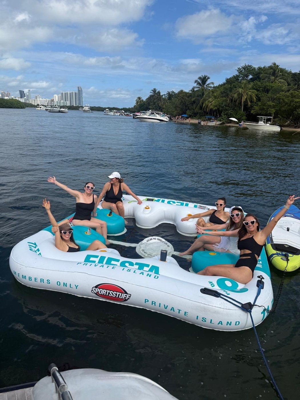 Friends on the Fiesta float at the sandbar