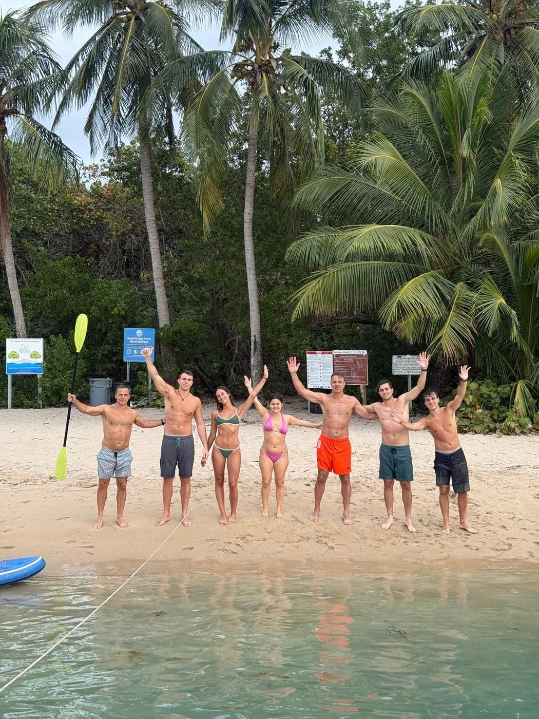 Group on the island beach